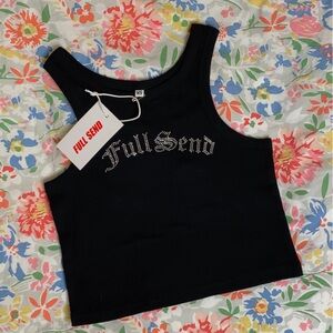 Black Rhinestone Cropped Tank Top by Full Send NELK Boys size XS